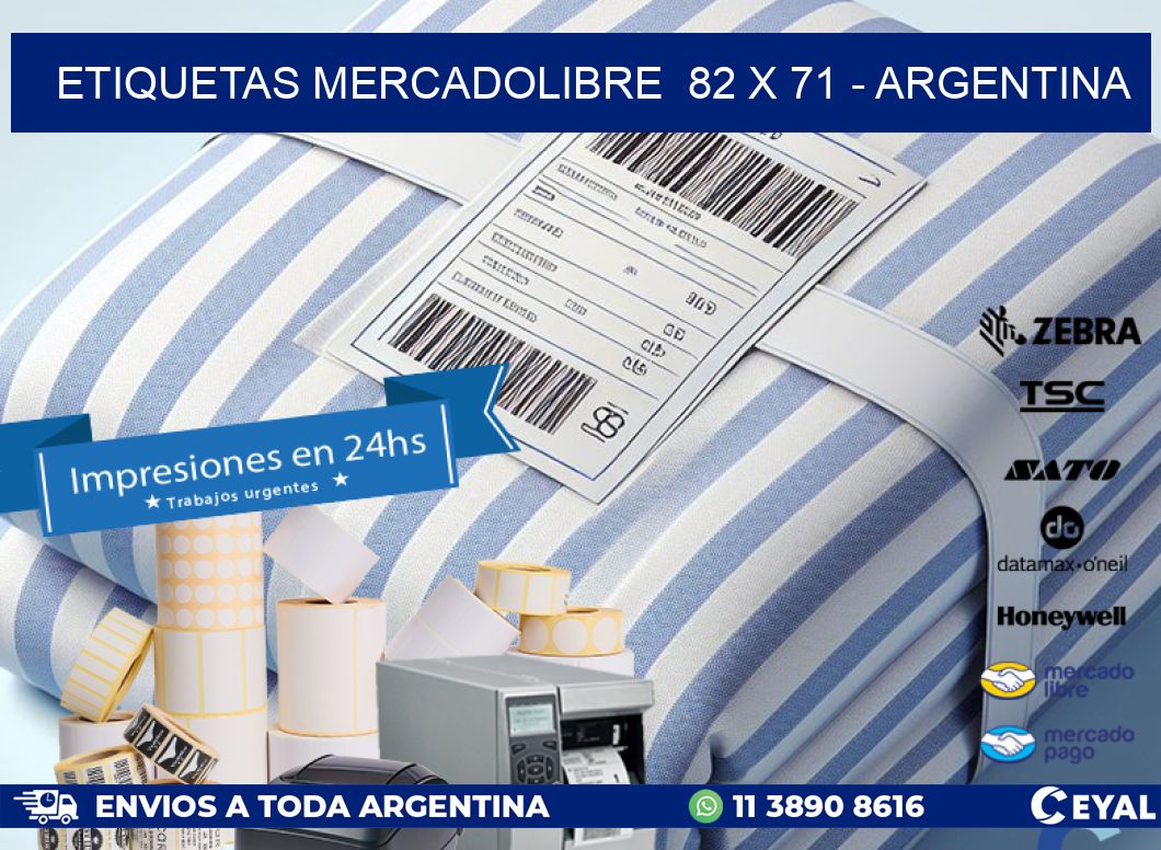 ETIQUETAS MERCADOLIBRE  82 x 71 - ARGENTINA