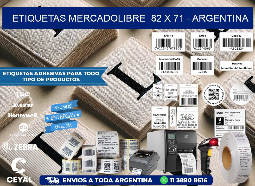 ETIQUETAS MERCADOLIBRE  82 x 71 - ARGENTINA