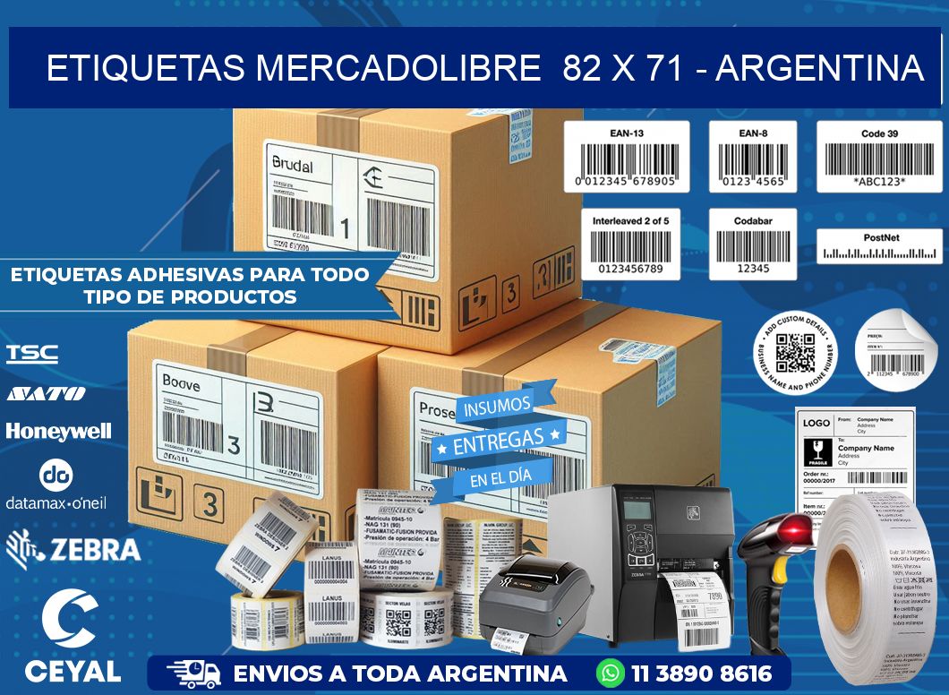 ETIQUETAS MERCADOLIBRE  82 x 71 – ARGENTINA