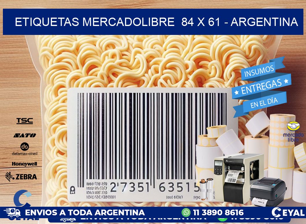 ETIQUETAS MERCADOLIBRE  84 x 61 - ARGENTINA