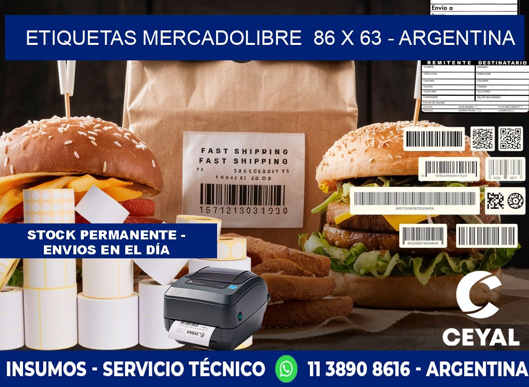 ETIQUETAS MERCADOLIBRE  86 x 63 - ARGENTINA