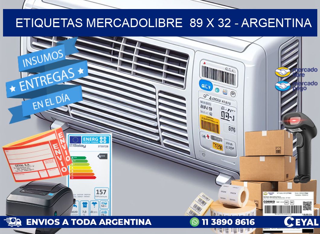 ETIQUETAS MERCADOLIBRE  89 x 32 - ARGENTINA