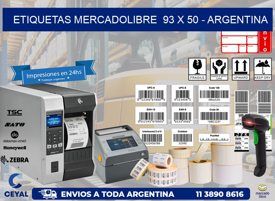 ETIQUETAS MERCADOLIBRE  93 x 50 - ARGENTINA