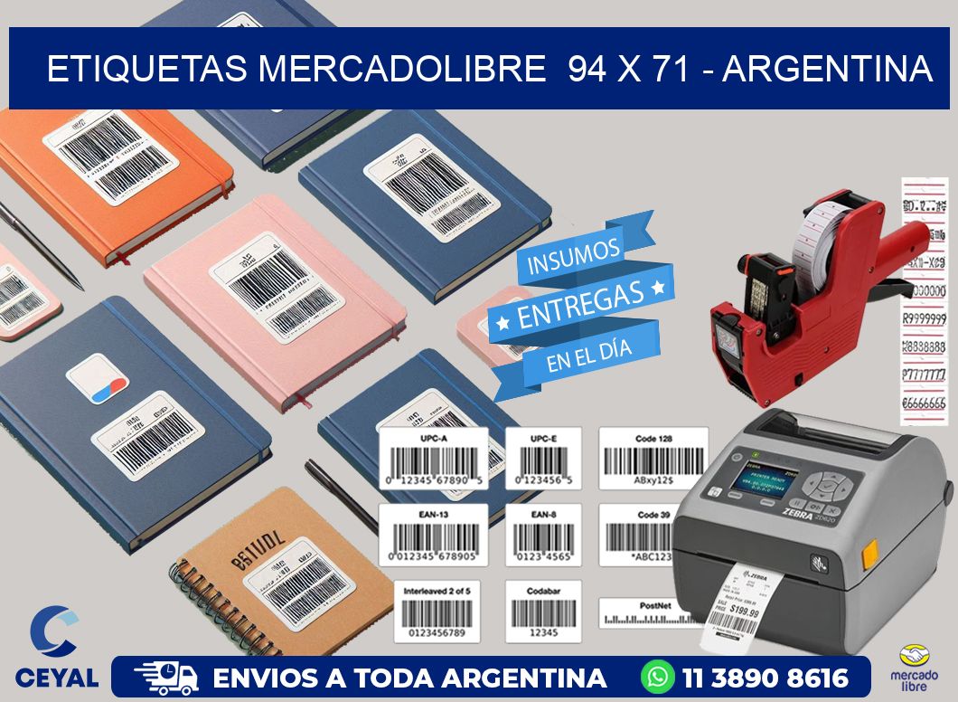 ETIQUETAS MERCADOLIBRE  94 x 71 - ARGENTINA