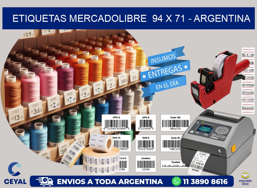 ETIQUETAS MERCADOLIBRE  94 x 71 - ARGENTINA