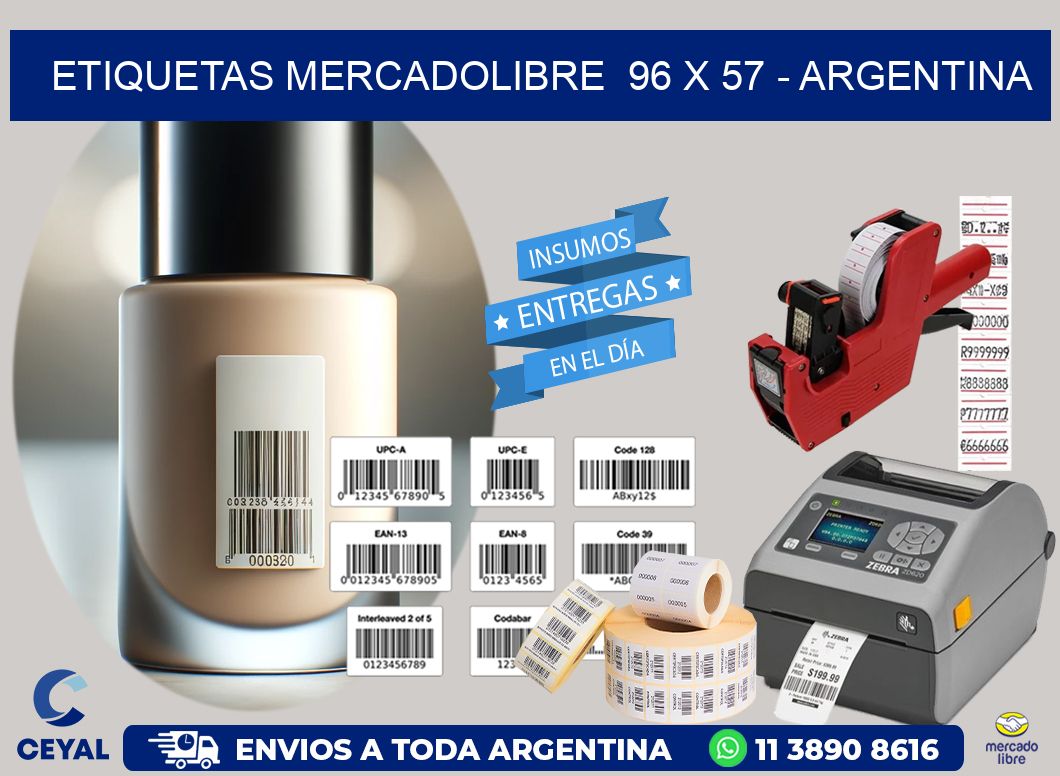 ETIQUETAS MERCADOLIBRE  96 x 57 - ARGENTINA