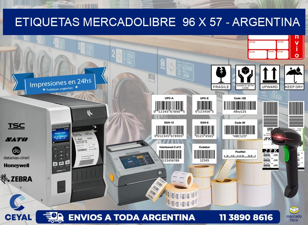 ETIQUETAS MERCADOLIBRE  96 x 57 - ARGENTINA