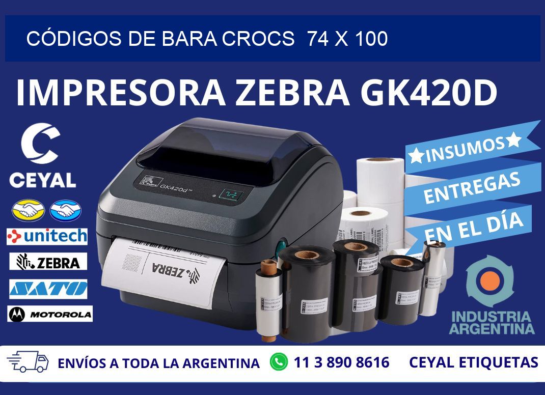 CÓDIGOS DE BARA CROCS  74 x 100