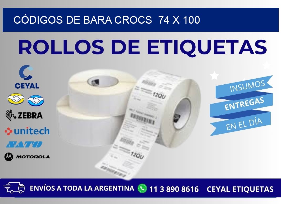 CÓDIGOS DE BARA CROCS  74 x 100