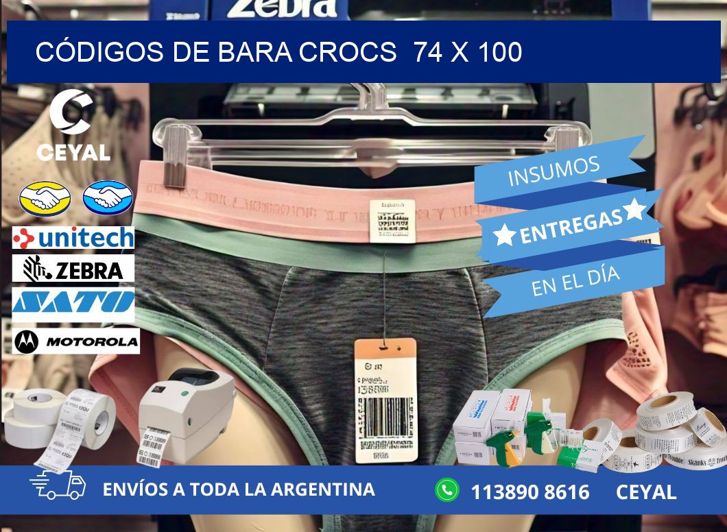 CÓDIGOS DE BARA CROCS  74 x 100