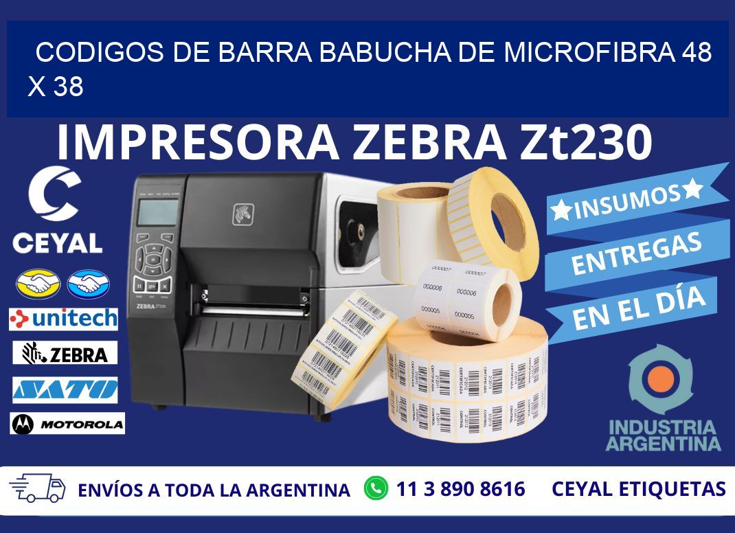 CODIGOS DE BARRA BABUCHA DE MICROFIBRA 48 x 38