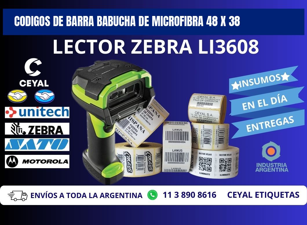 CODIGOS DE BARRA BABUCHA DE MICROFIBRA 48 x 38