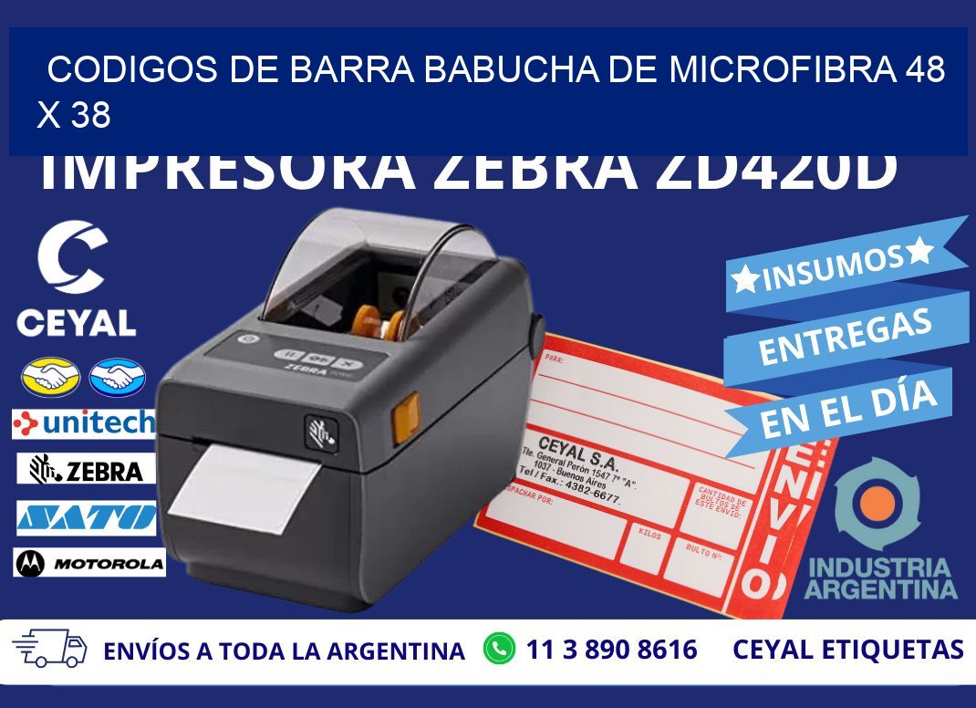 CODIGOS DE BARRA BABUCHA DE MICROFIBRA 48 x 38