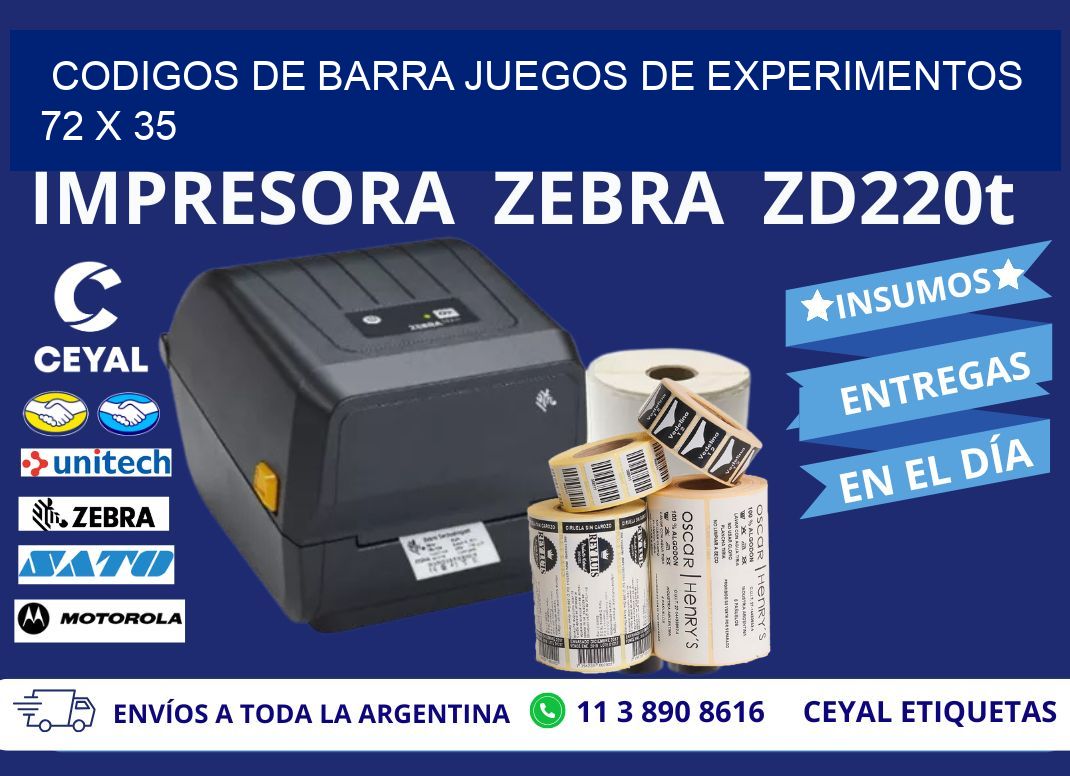 CODIGOS DE BARRA JUEGOS DE EXPERIMENTOS  72 x 35