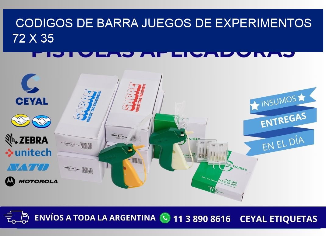 CODIGOS DE BARRA JUEGOS DE EXPERIMENTOS  72 x 35