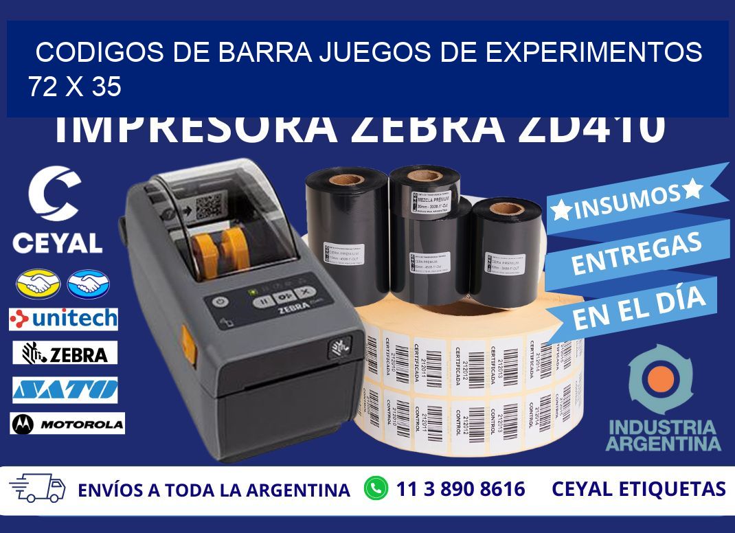 CODIGOS DE BARRA JUEGOS DE EXPERIMENTOS  72 x 35