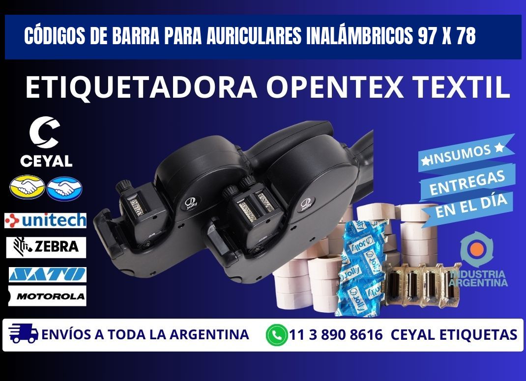 CÓDIGOS DE BARRA PARA AURICULARES INALÁMBRICOS 97 x 78