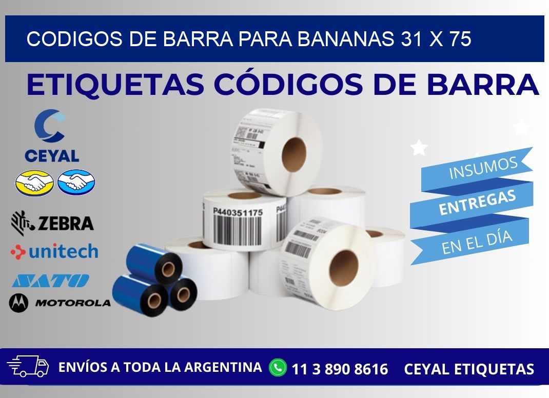 CODIGOS DE BARRA PARA BANANAS 31 x 75