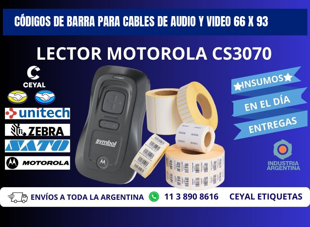 CÓDIGOS DE BARRA PARA CABLES DE AUDIO Y VIDEO 66 x 93