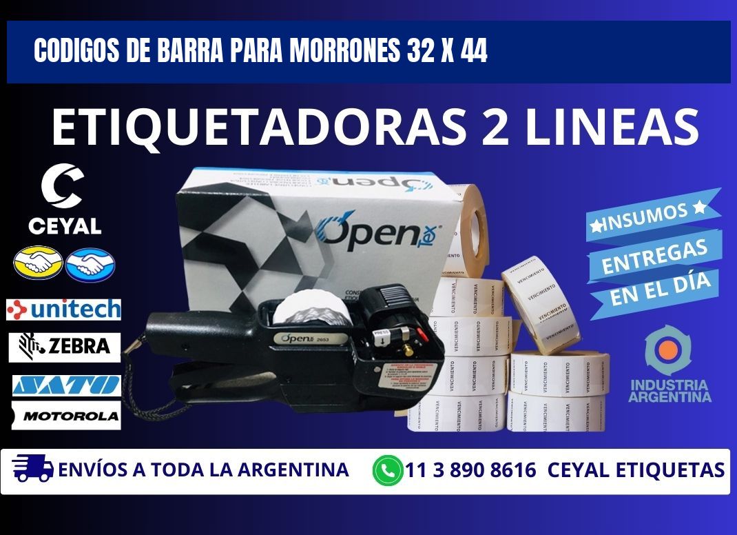 CODIGOS DE BARRA PARA MORRONES 32 x 44