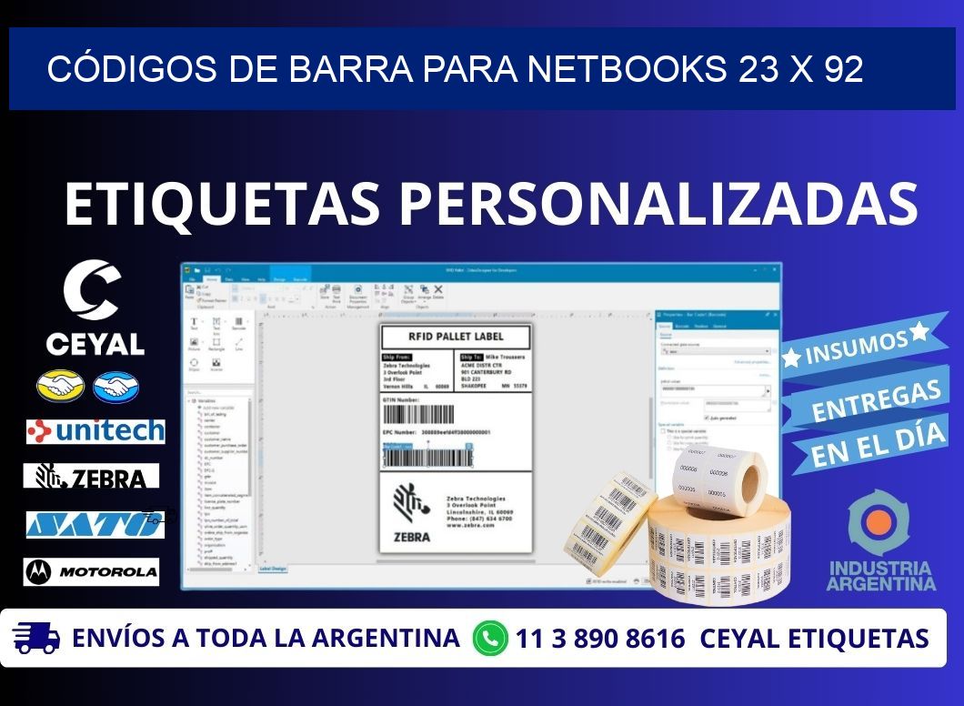 CÓDIGOS DE BARRA PARA NETBOOKS 23 x 92