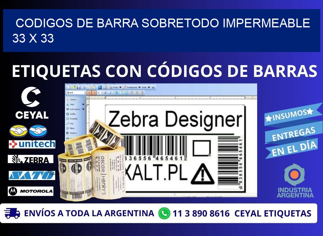 CODIGOS DE BARRA SOBRETODO IMPERMEABLE 33 x 33