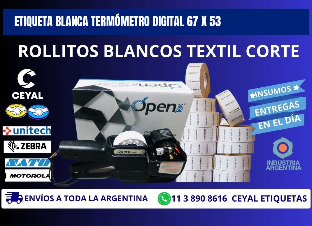 ETIQUETA BLANCA TERMÓMETRO DIGITAL 67 x 53