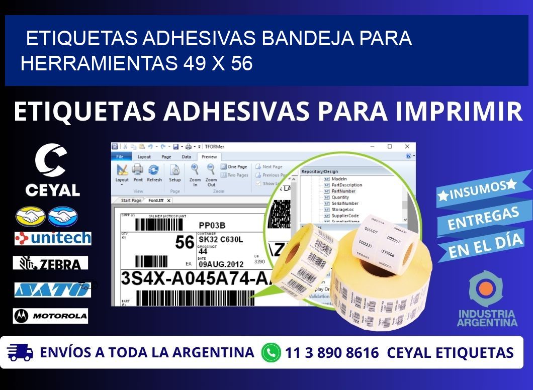 ETIQUETAS ADHESIVAS BANDEJA PARA HERRAMIENTAS 49 x 56