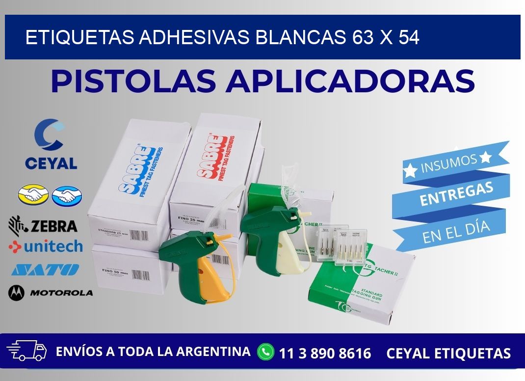 ETIQUETAS ADHESIVAS BLANCAS 63 x 54