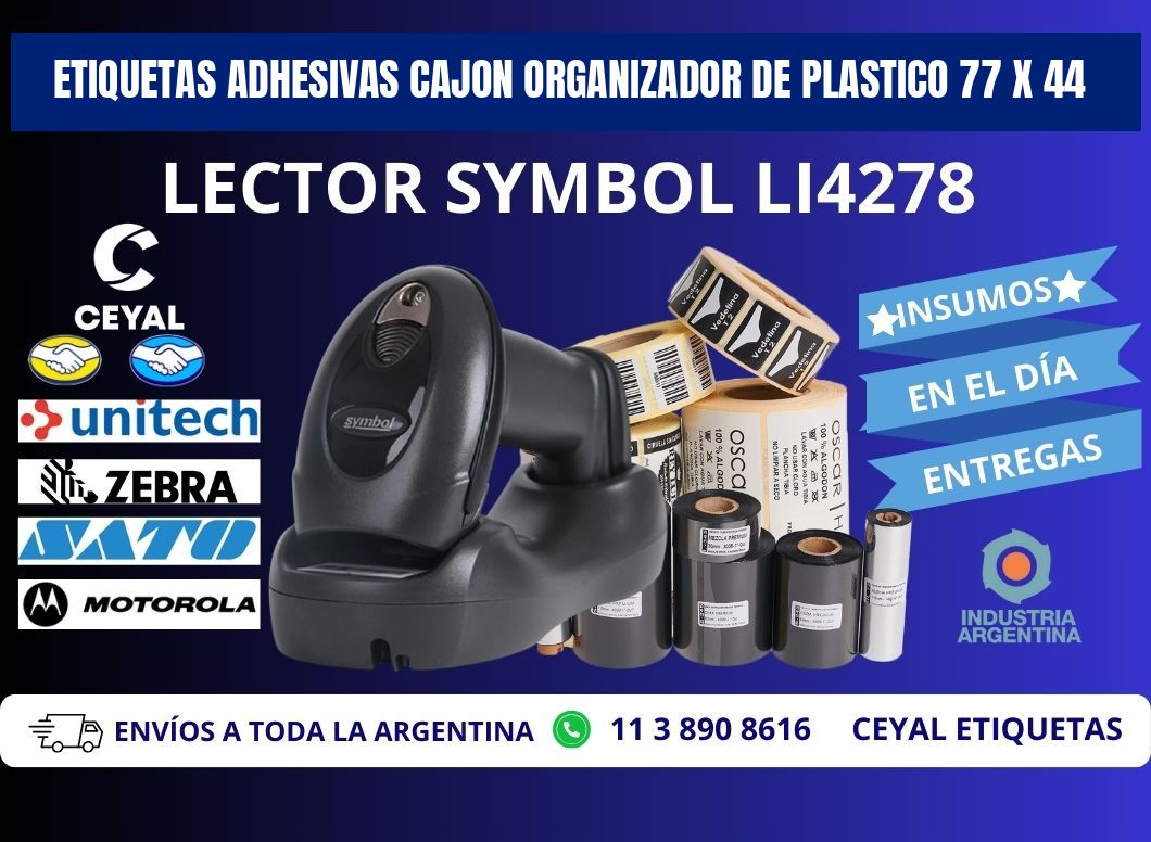 ETIQUETAS ADHESIVAS CAJON ORGANIZADOR DE PLASTICO 77 x 44