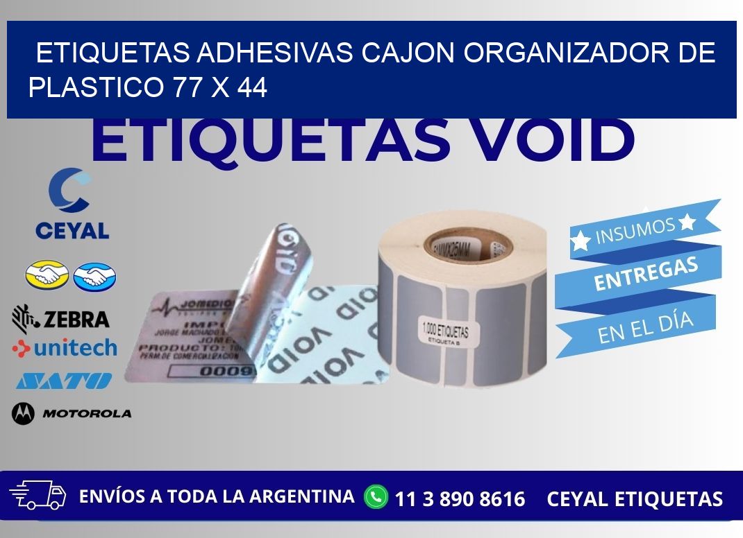 ETIQUETAS ADHESIVAS CAJON ORGANIZADOR DE PLASTICO 77 x 44