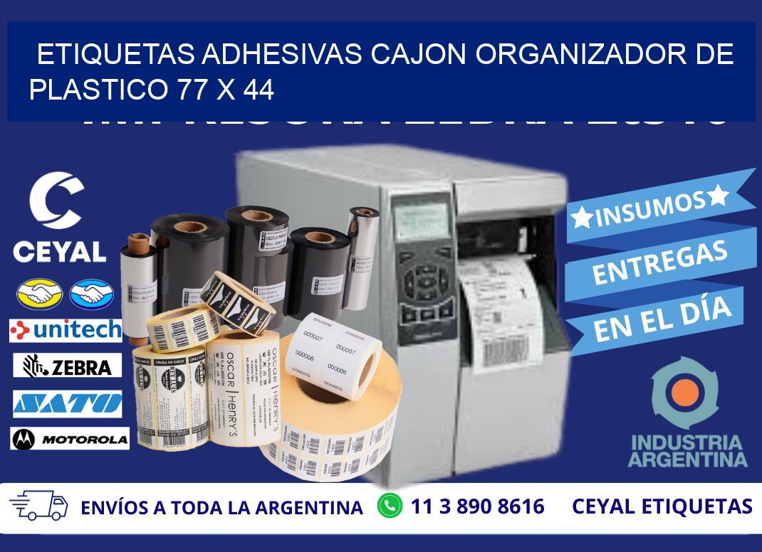 ETIQUETAS ADHESIVAS CAJON ORGANIZADOR DE PLASTICO 77 x 44