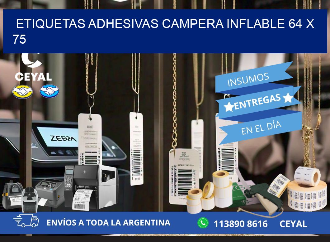 ETIQUETAS ADHESIVAS CAMPERA INFLABLE 64 x 75