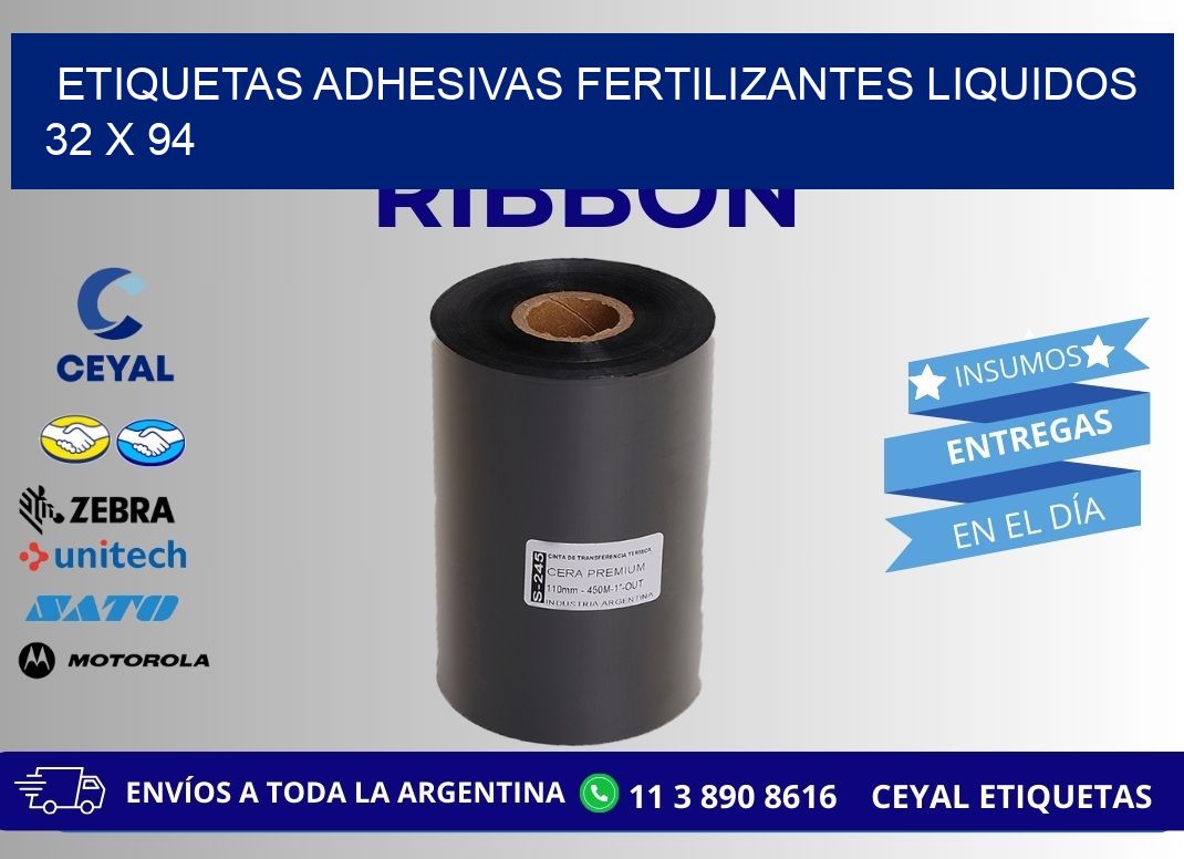 ETIQUETAS ADHESIVAS FERTILIZANTES LIQUIDOS 32 x 94