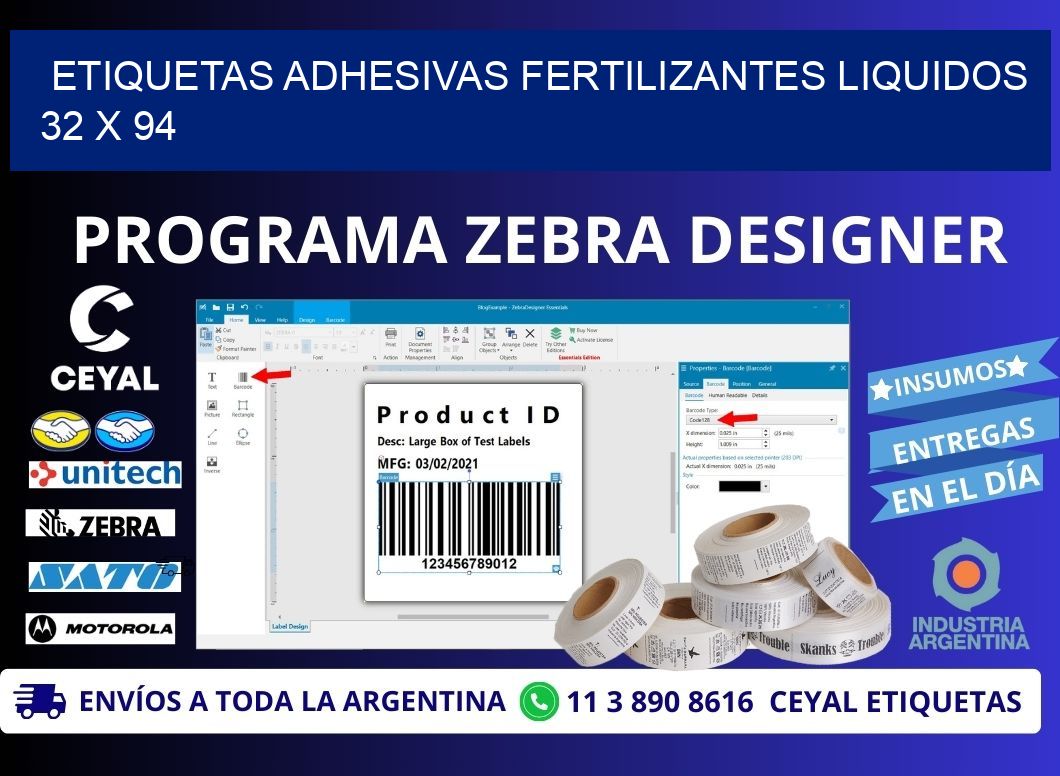 ETIQUETAS ADHESIVAS FERTILIZANTES LIQUIDOS 32 x 94