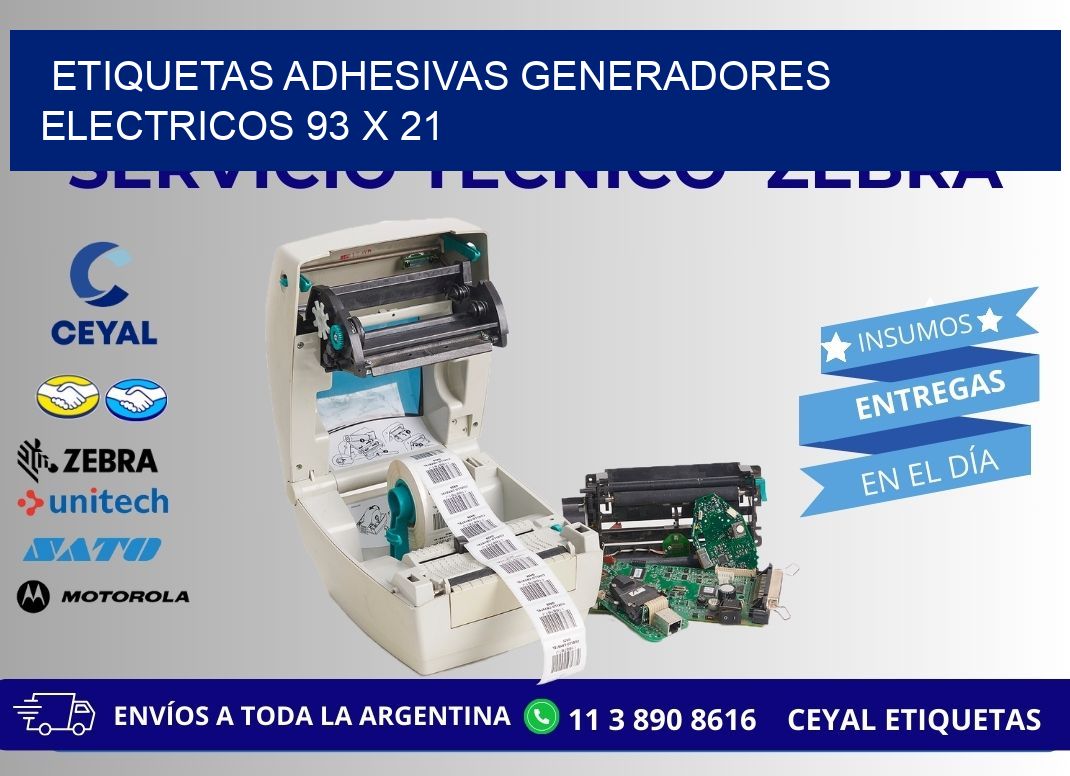 ETIQUETAS ADHESIVAS GENERADORES ELECTRICOS 93 x 21