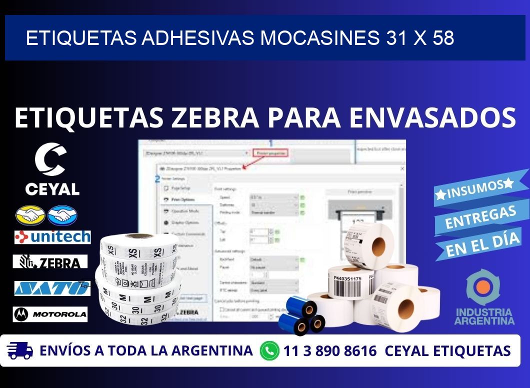 ETIQUETAS ADHESIVAS MOCASINES 31 x 58