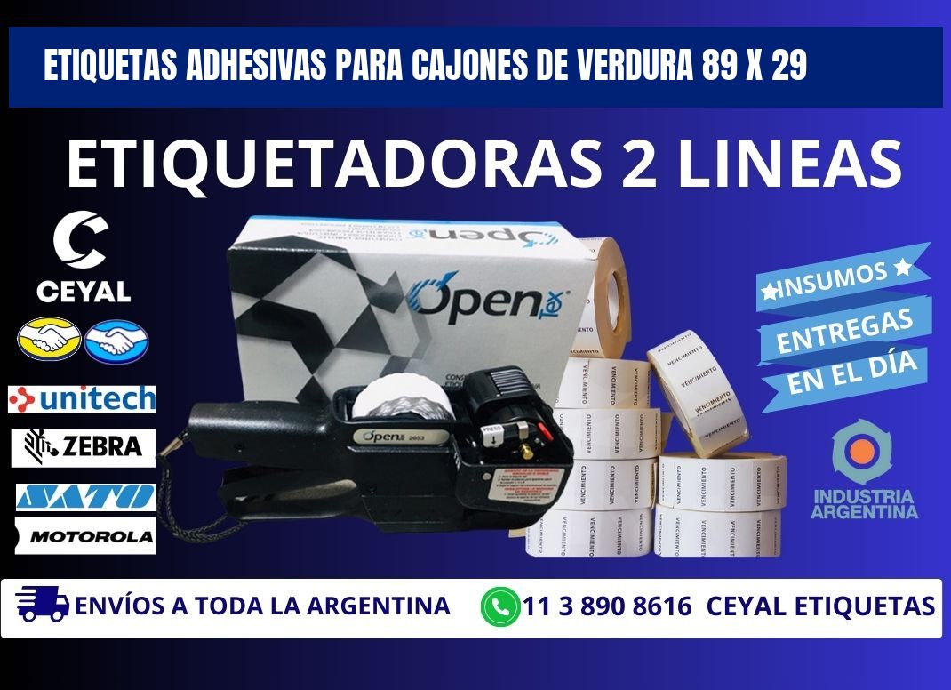 ETIQUETAS ADHESIVAS PARA CAJONES DE VERDURA 89 x 29