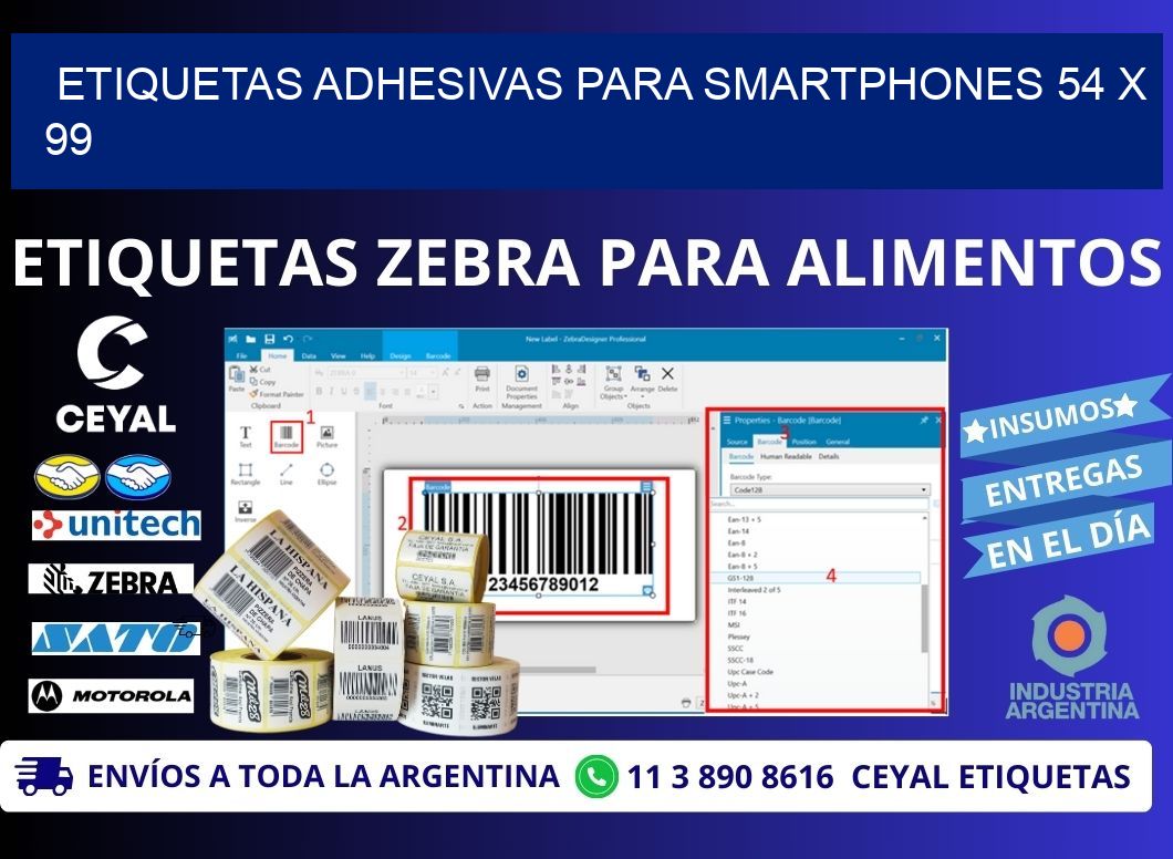 ETIQUETAS ADHESIVAS PARA SMARTPHONES 54 x 99