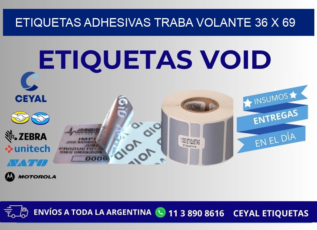 ETIQUETAS ADHESIVAS TRABA VOLANTE 36 x 69