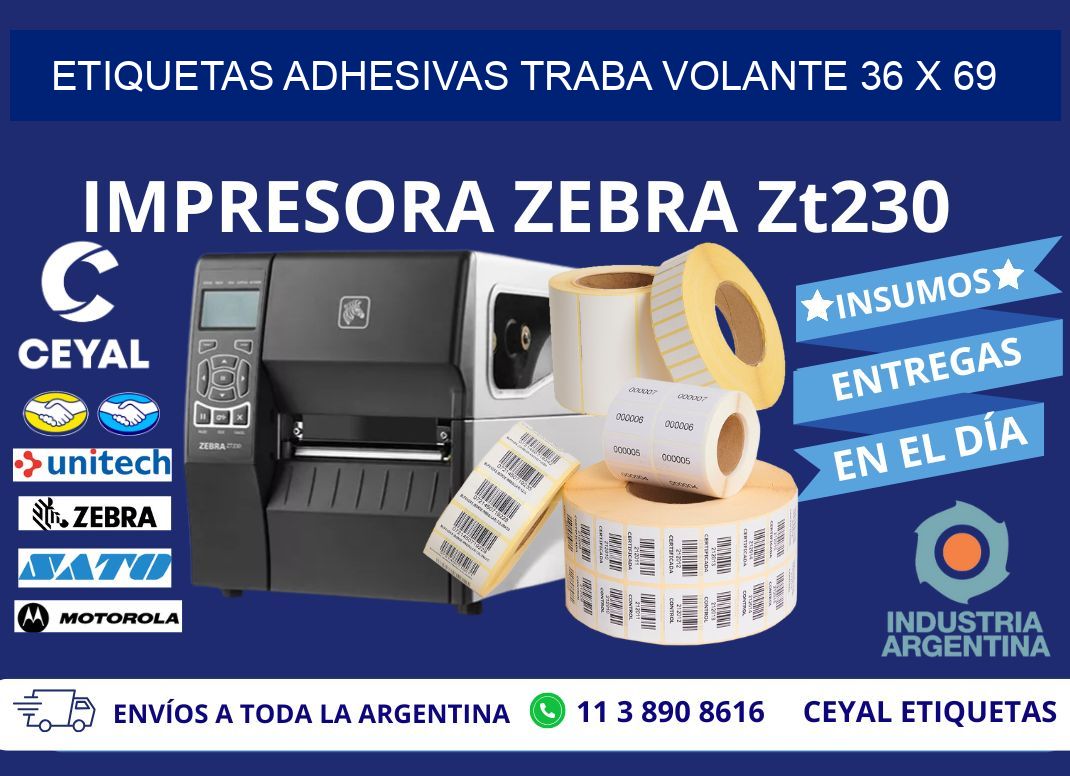 ETIQUETAS ADHESIVAS TRABA VOLANTE 36 x 69