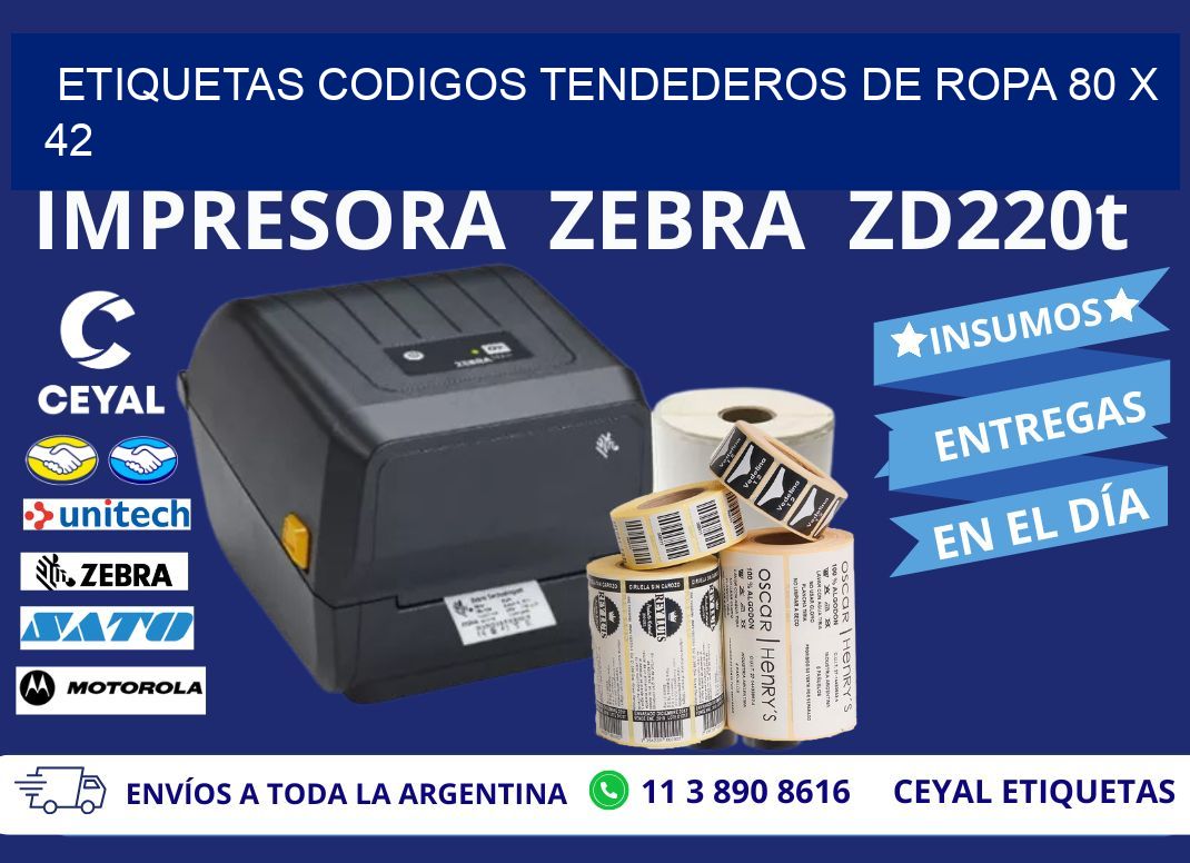 ETIQUETAS CODIGOS TENDEDEROS DE ROPA 80 x 42