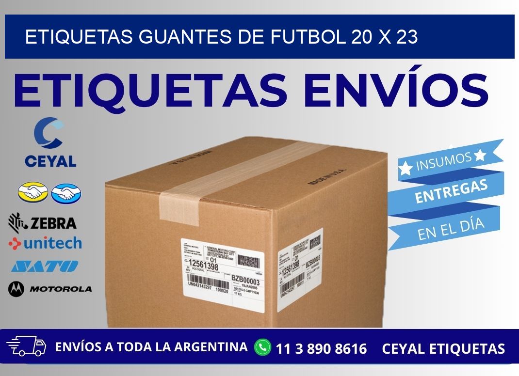 ETIQUETAS GUANTES DE FUTBOL 20 x 23