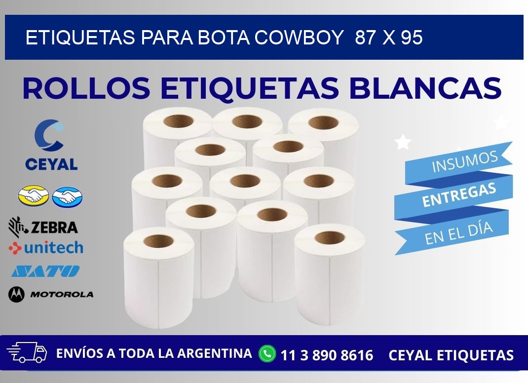 ETIQUETAS PARA BOTA COWBOY  87 x 95