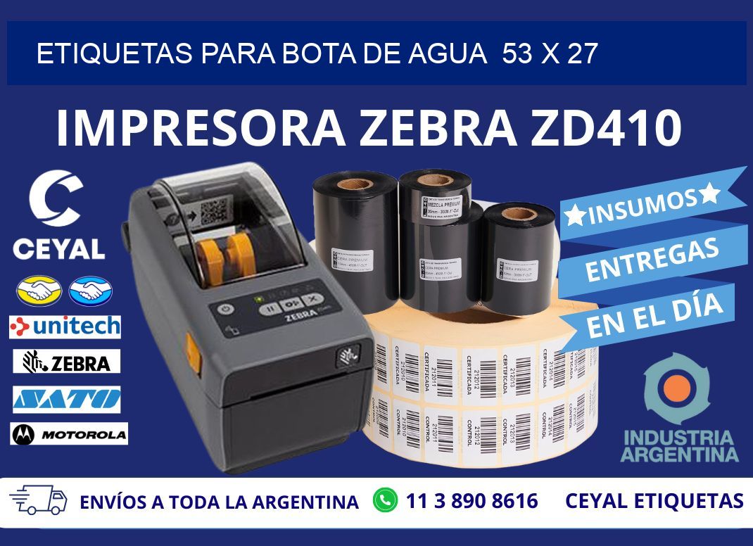 ETIQUETAS PARA BOTA DE AGUA  53 x 27