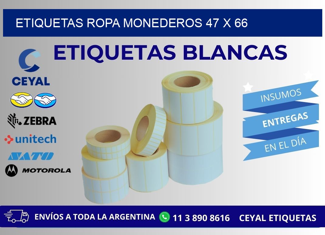 ETIQUETAS ROPA MONEDEROS 47 x 66