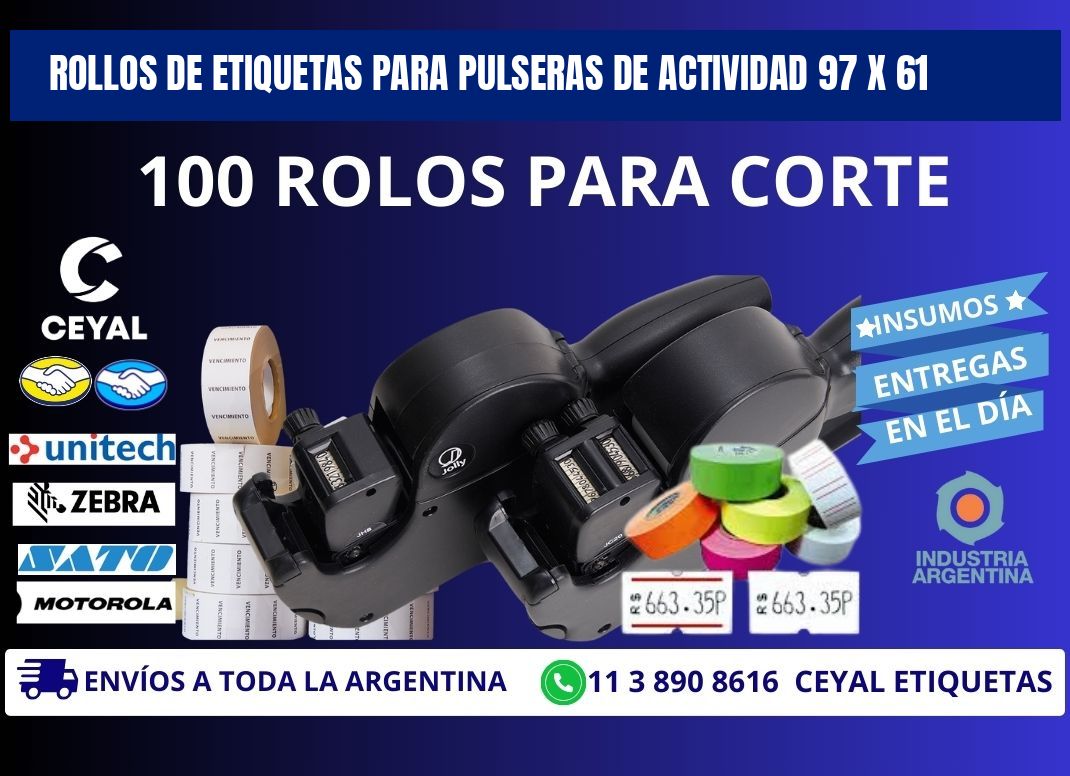 ROLLOS DE ETIQUETAS PARA PULSERAS DE ACTIVIDAD 97 x 61