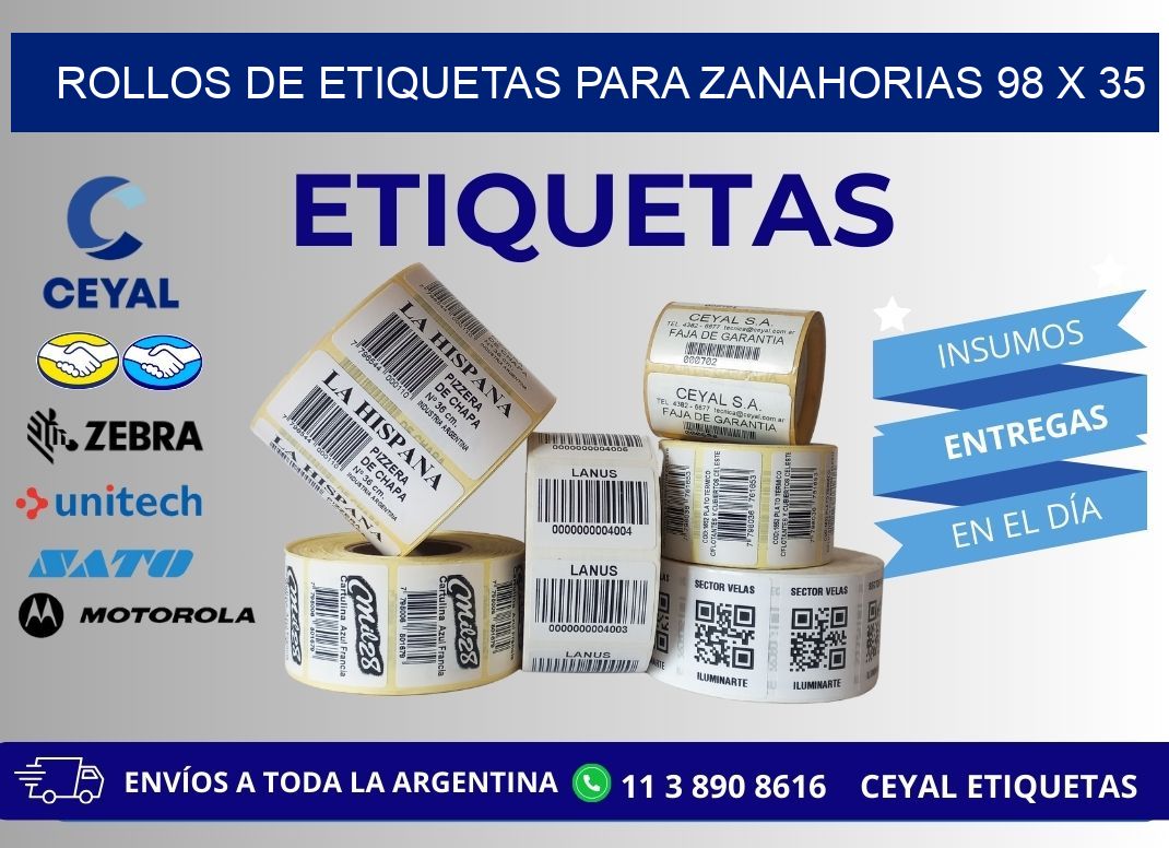 ROLLOS DE ETIQUETAS PARA ZANAHORIAS 98 x 35