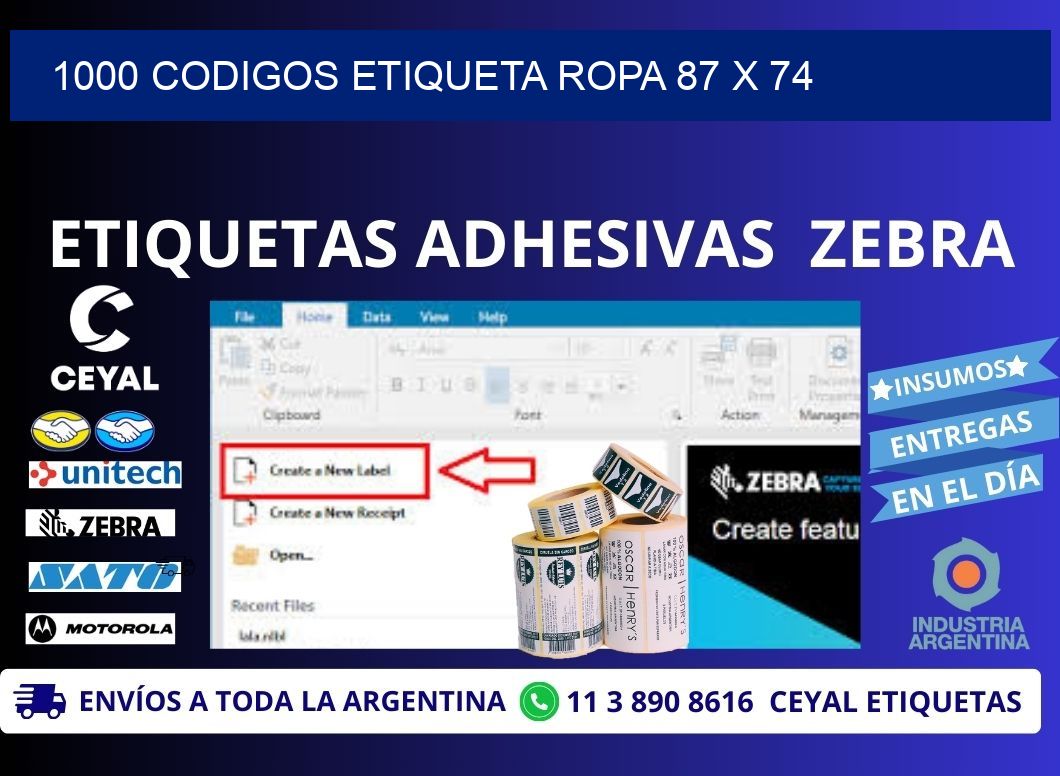 1000 CODIGOS ETIQUETA ROPA 87 x 74