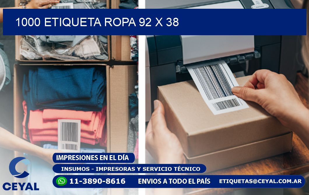 1000 ETIQUETA ROPA 92 x 38